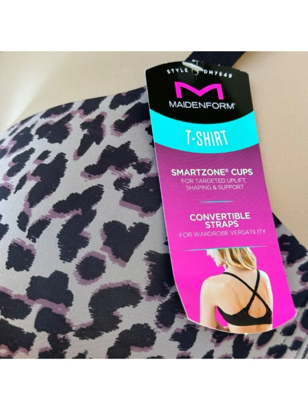 Maidenform 36C T-Shirt Bra SmartZone Cups & Convertible Straps Leopard Print - Picture 13 of 16